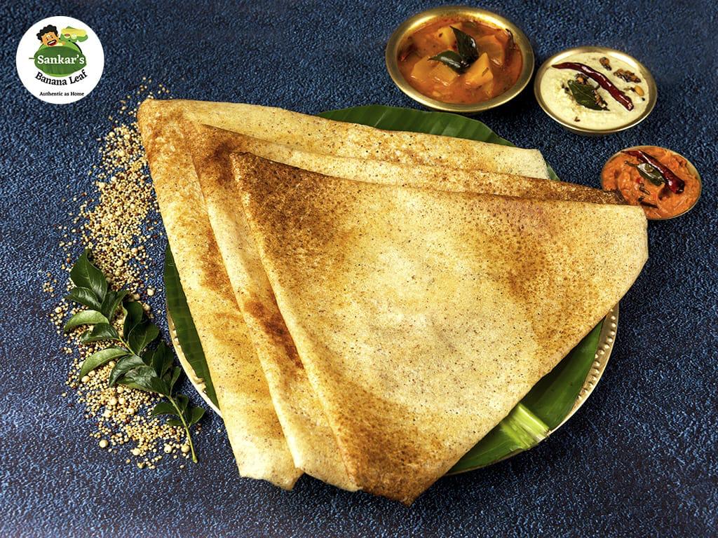 Healthy Millet Masala Dosa — high fibre South Indian breakfast at Sankar's Banana Leaf, Viman Nagar